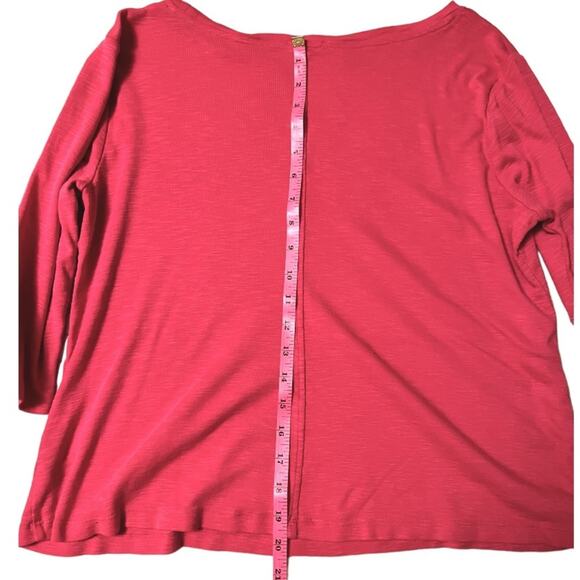 NIC+ZOE 3/4 sleeve pink boat neck tee - Large - Picture 6 of 7